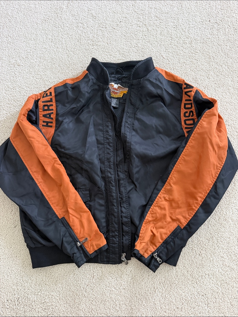 Harley-Davidson Black and Orange Men's Bomber Jacket